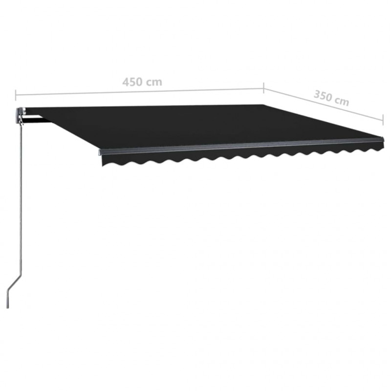 Ręcznie zwijana markiza z LED, 450x350 cm, antracytowa