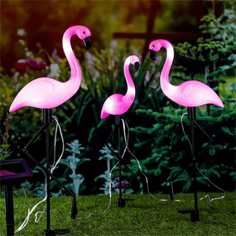 HI Solarne lampy ogrodowe LED w kształcie flamingów, 3 szt.