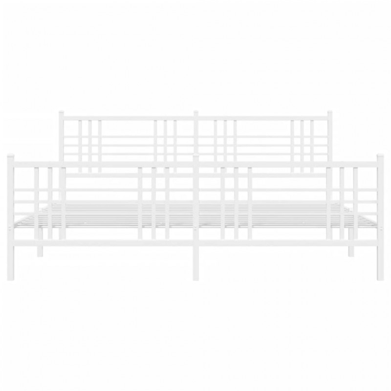 Metalowa rama łóżka z wezgłowiem i zanóżkiem, biała, 180x200 cm