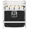 Dziecięce łóżko na antresoli, biało-czarne zasłonki, 80x200 cm