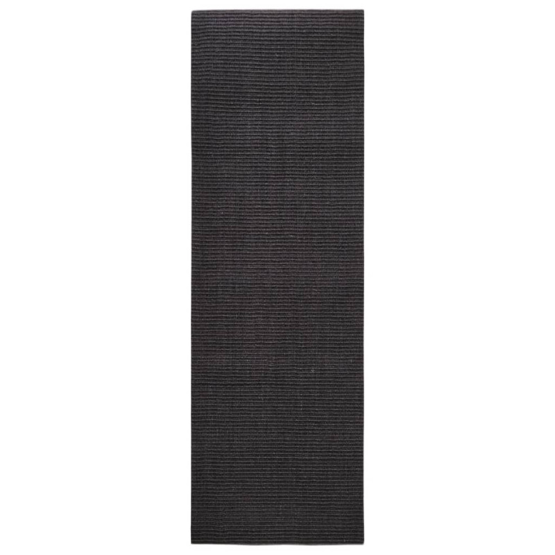 Dywanik, naturalny sizal, 80x250 cm, czarny