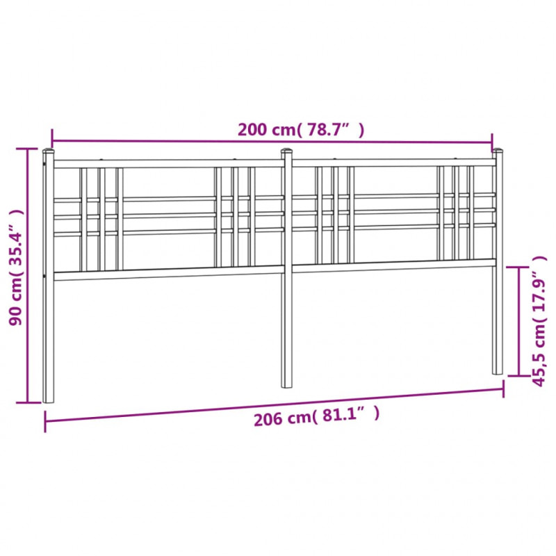 Metalowe wezgłowie, czarne, 200 cm