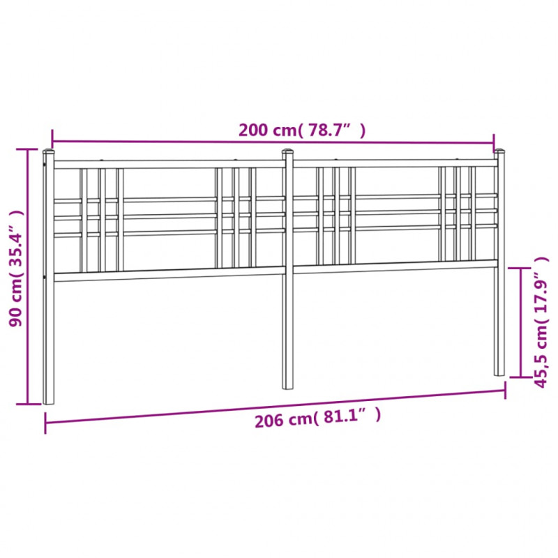 Metalowe wezgłowie, białe, 200 cm