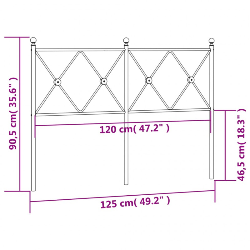 Metalowe wezgłowie, białe, 120 cm