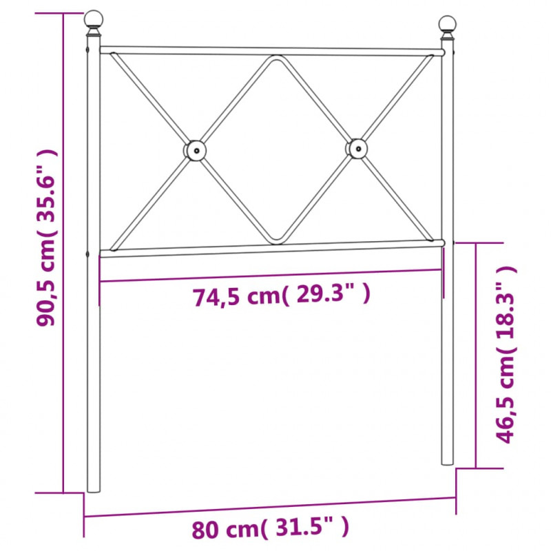 Metalowe wezgłowie, białe, 75 cm