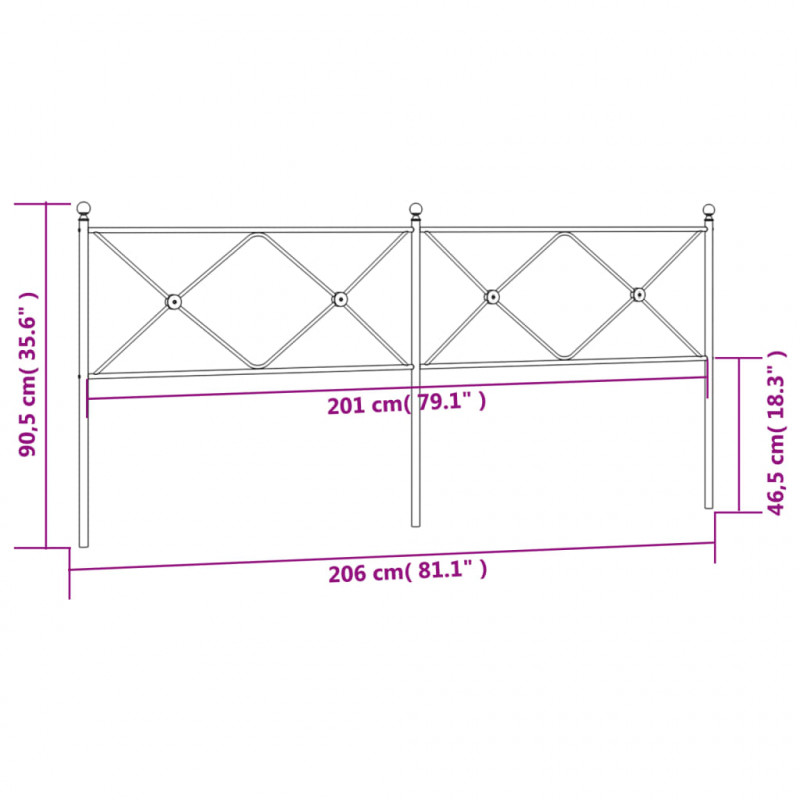 Metalowe wezgłowie, białe, 200 cm