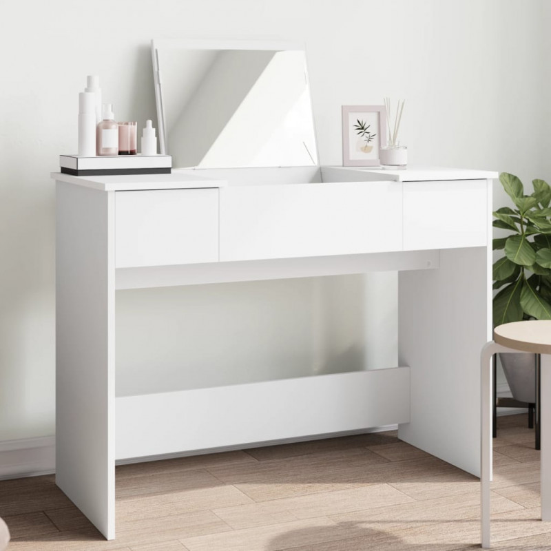 Toaletka z lustrem, biała, 100x45x76 cm