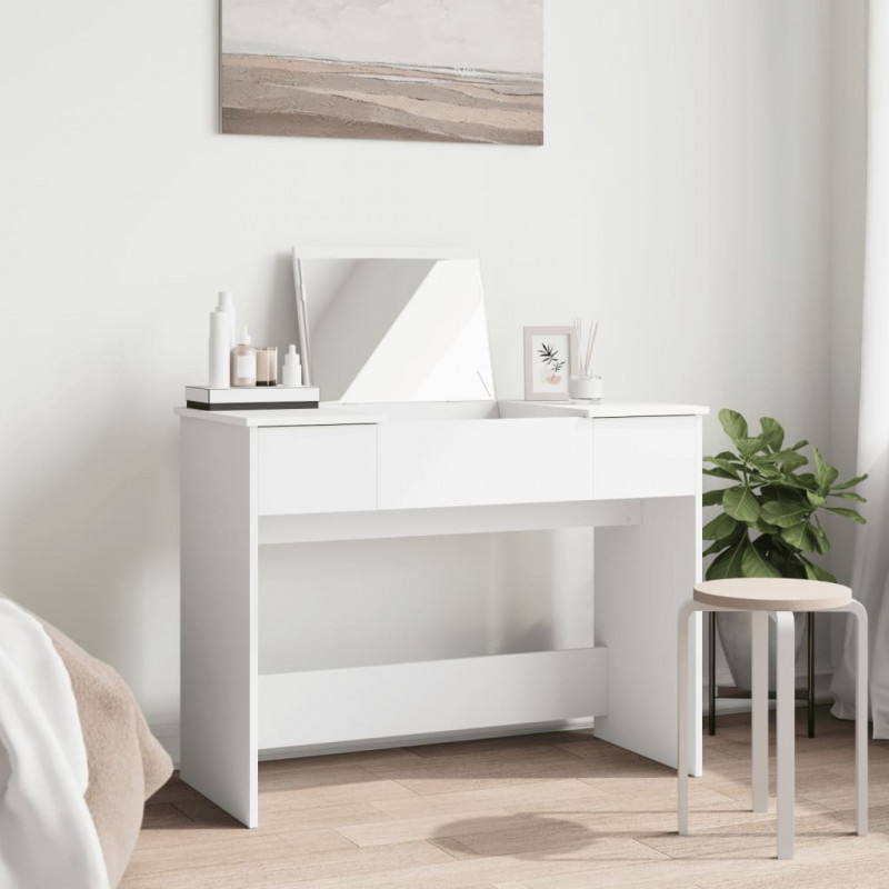 Toaletka z lustrem, biała, 100x45x76 cm