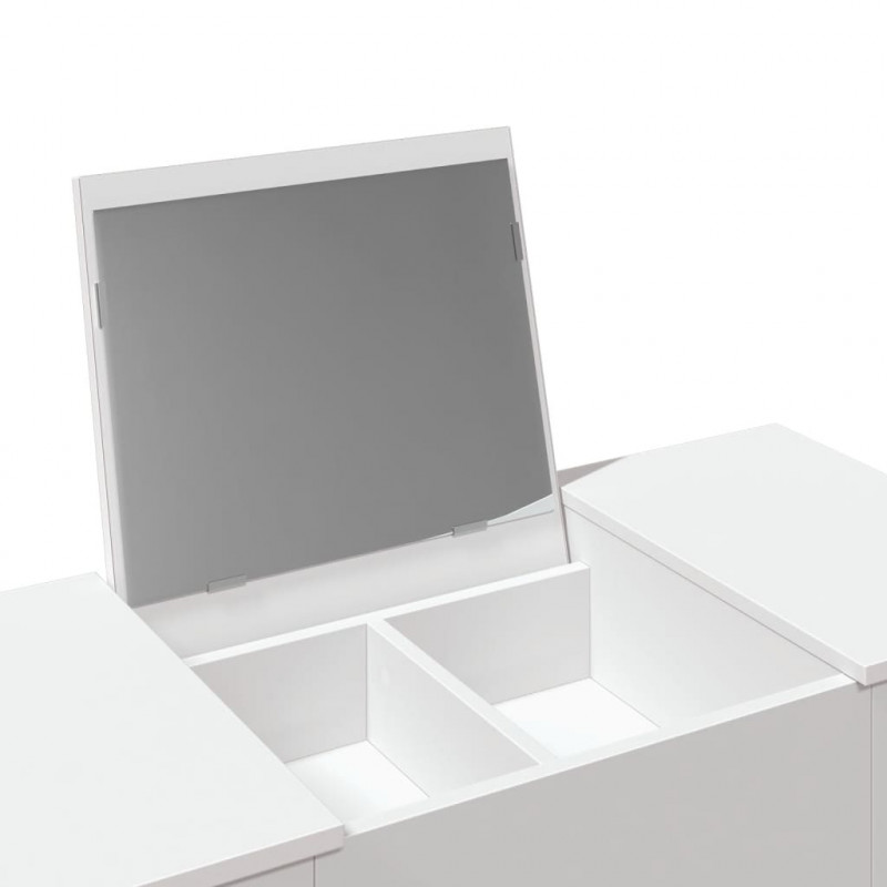 Toaletka z lustrem, biała, 100x45x76 cm