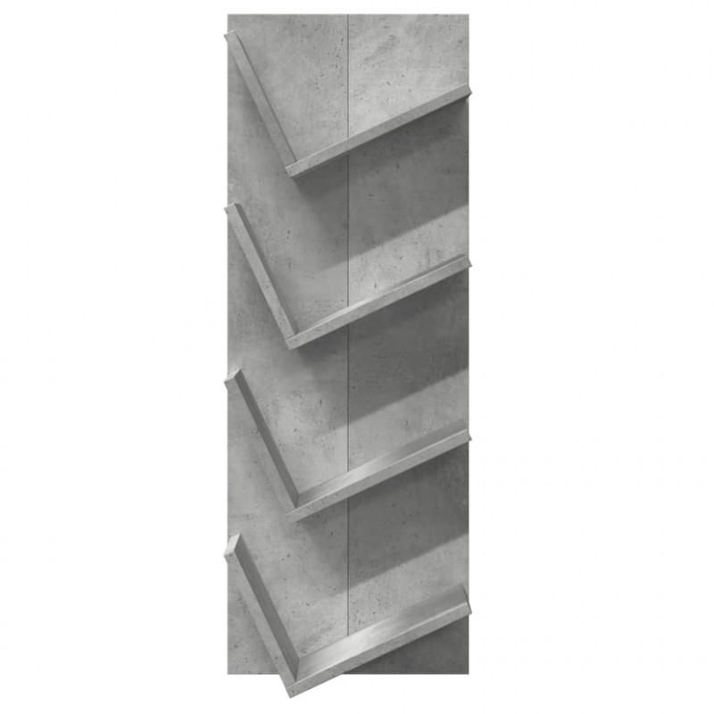 Regał ścienny z 4 półkami, szarość betonu, 33x16x90 cm