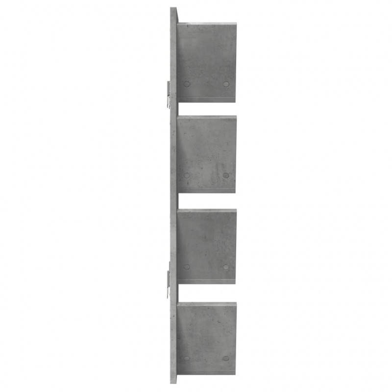 Regał ścienny z 4 półkami, szarość betonu, 33x16x90 cm