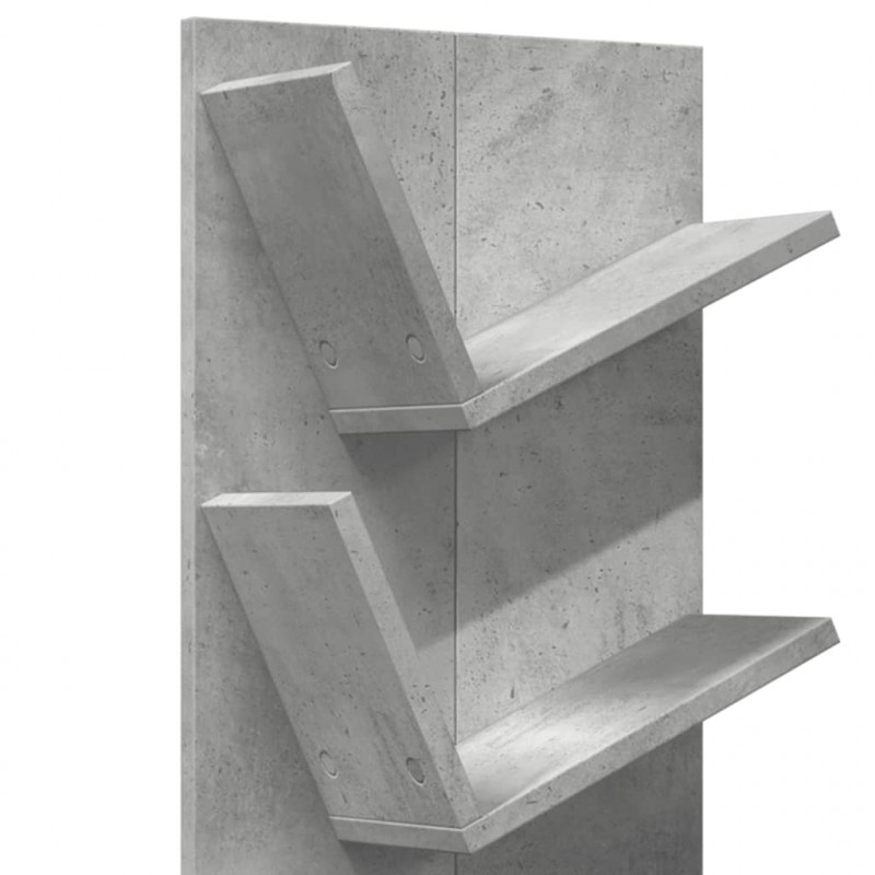 Regał ścienny z 4 półkami, szarość betonu, 33x16x90 cm
