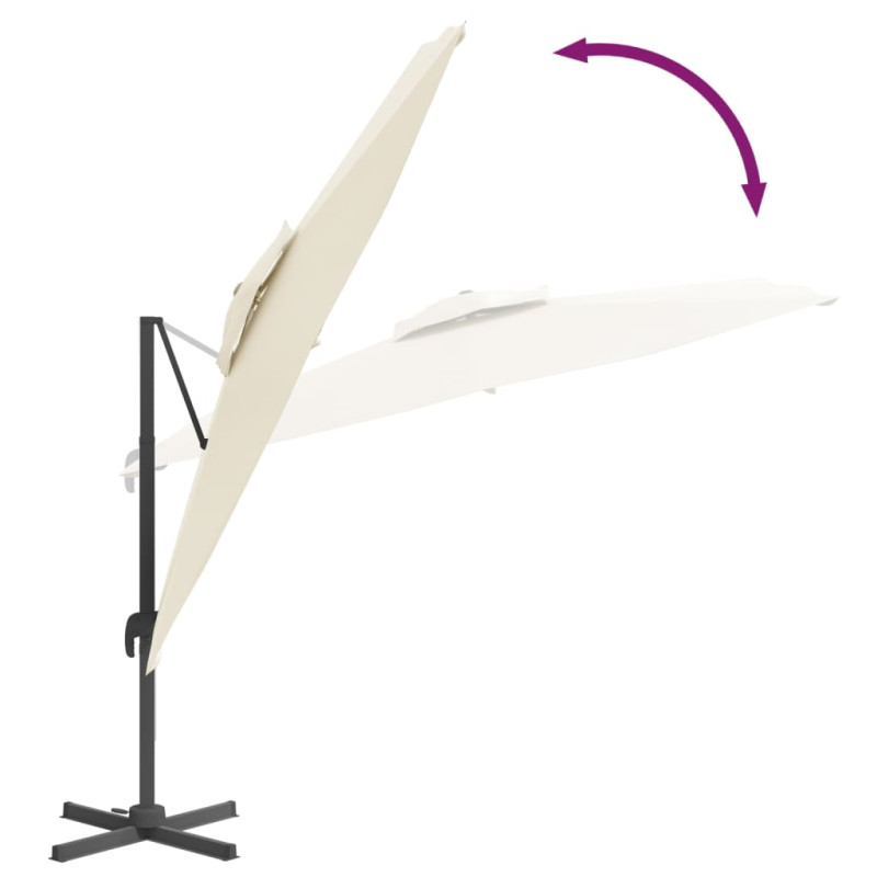 Wiszący parasol z podwójną czaszą, piaskowy, 300x300 cm