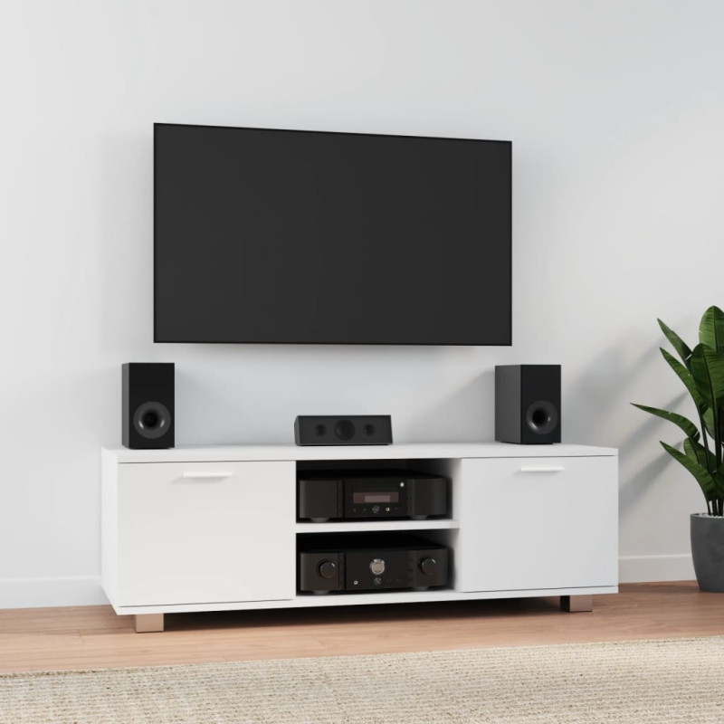 Szafka pod TV, biały, 120x40,5x35 cm, materiał drewnopochodny