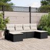 6-cz. zestaw mebli ogrodowych z poduszkami, czarny polirattan