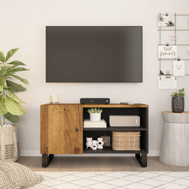 Szafka RTV, 80x33x46 cm, mango i materiał drewnopochodny