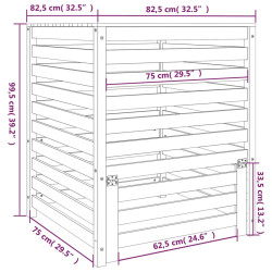 Kompostownik, 82,5x82,5x99,5 cm, lite drewno sosnowe