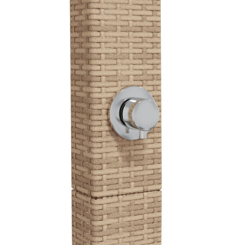 Prysznic ogrodowy, beżowy, 50x55x224 cm, polirattan i akacja
