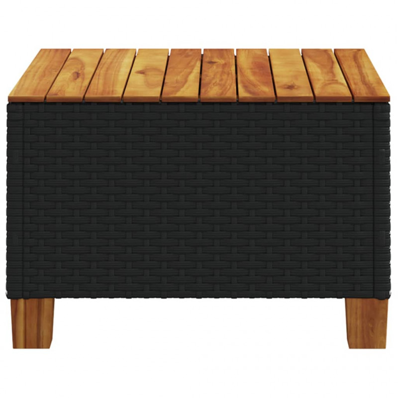 Stolik ogrodowy, czarny, 55x55x36 cm, polirattan i akacja