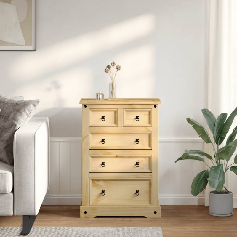 Komoda Corona, 80x43x114 cm, lite drewno sosnowe