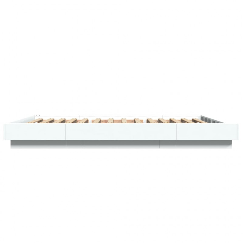Rama łóżka z LED, biała, 120x200 cm, materiał drewnopochodny