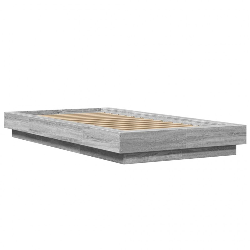 Rama łóżka z LED, szary dąb sonoma, 90x200 cm