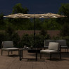 Podwójny parasol ogrodowy z LED, taupe, 316x240 cm
