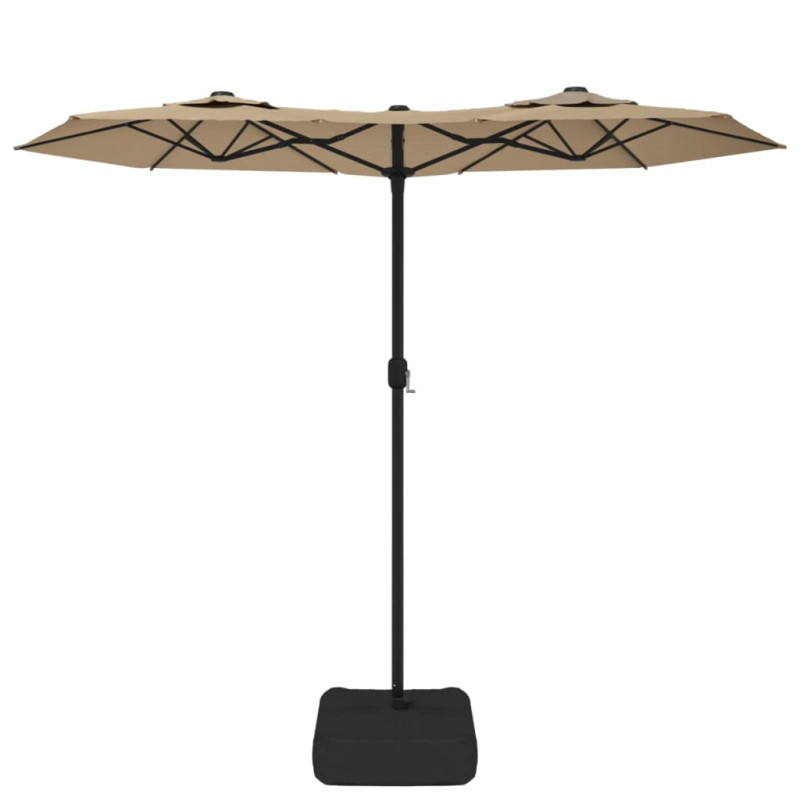 Podwójny parasol ogrodowy z LED, taupe, 316x240 cm