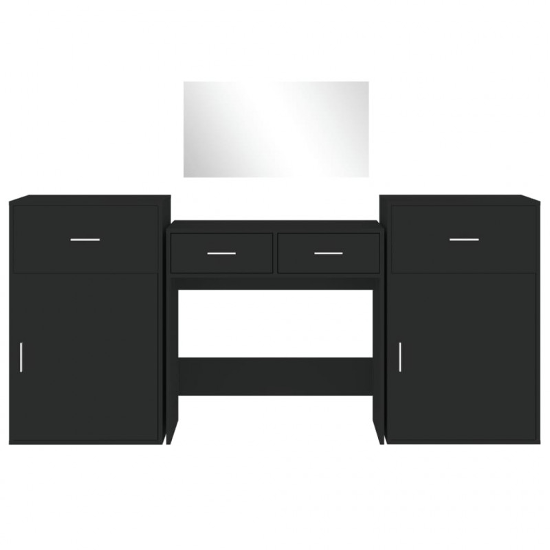 4-częściowy zestaw mebli z toaletką, czarny