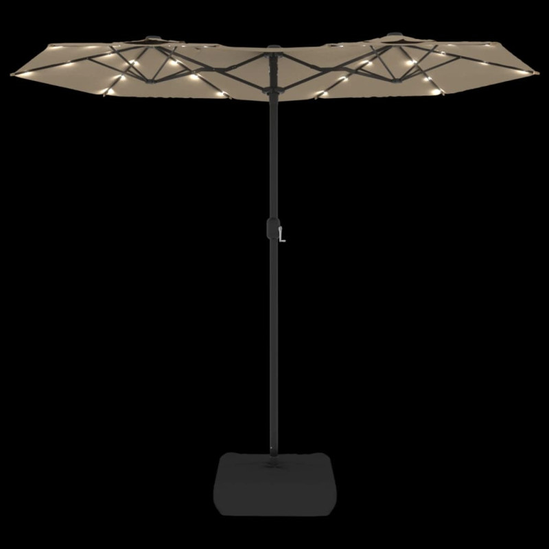 Podwójny parasol ogrodowy z LED, taupe, 316x240 cm