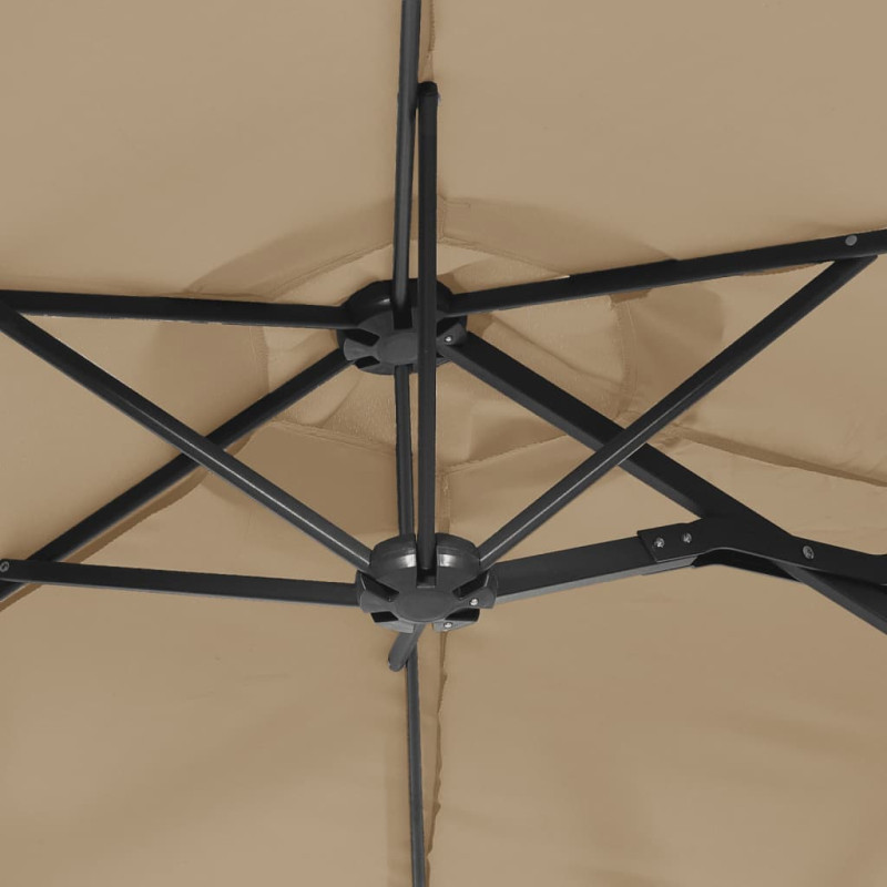 Podwójny parasol ogrodowy z LED, taupe, 316x240 cm