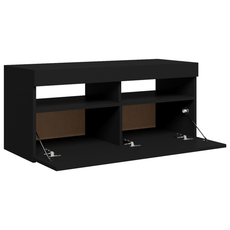 Szafka pod TV z oświetleniem LED, czarna, 90x35x40 cm