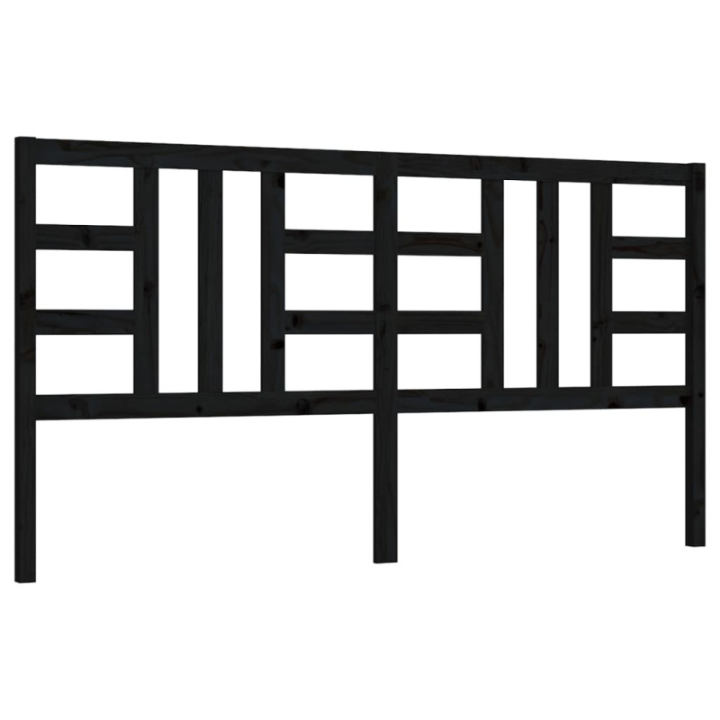 Wezgłowie łóżka, czarne, 186x4x100 cm, lite drewno sosnowe