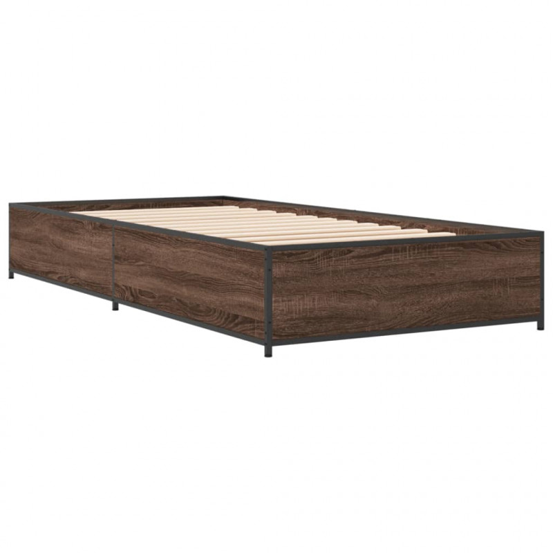Rama łóżka, brązowy dąb, 75x190 cm, materiał drewnopochodny