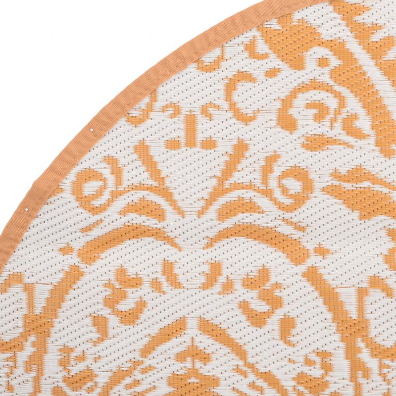 Dywan na zewnątrz, pomarańczowo-biały, Ø160 cm, PP