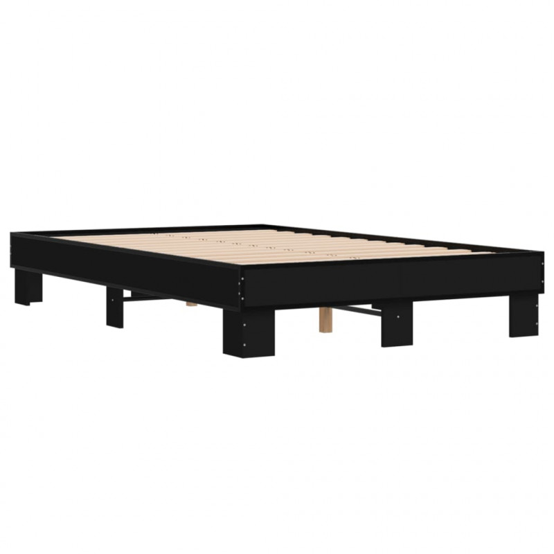 Rama łóżka, czarna, 140x200 cm, materiał drewnopochodny