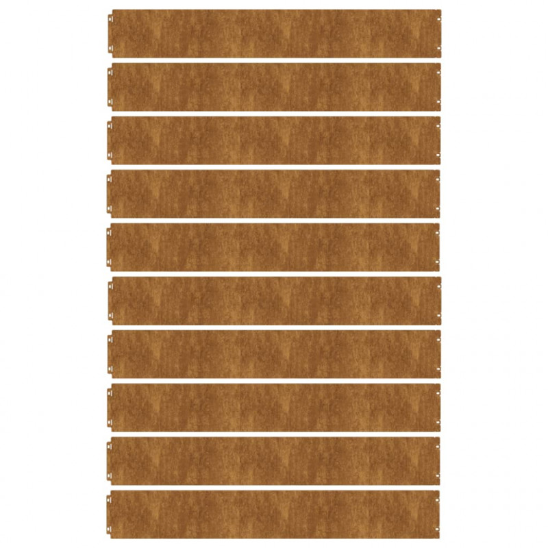 Obrzeża trawnikowe, 10 szt., 15x103 cm, giętkie, stal Corten