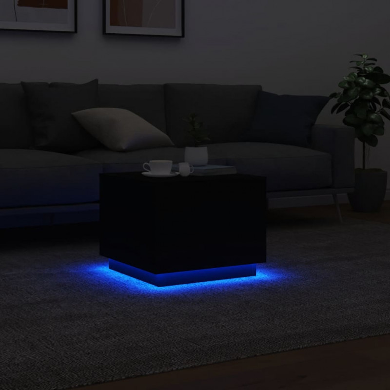 Stolik kawowy z oświetleniem LED, czarny, 50x50x40 cm