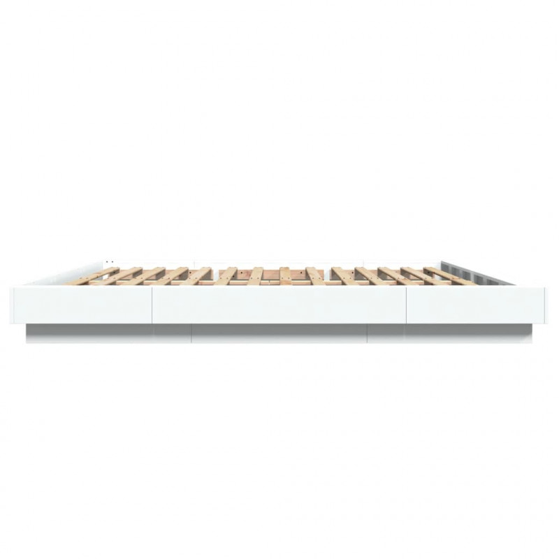 Rama łóżka z LED, biała, 180x200 cm, materiał drewnopochodny