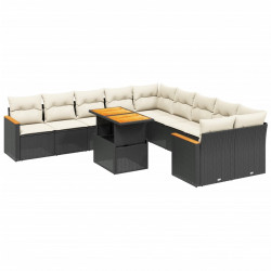 11-cz. zestaw wypoczynkowy do ogrodu, poduszki czarny rattan PE