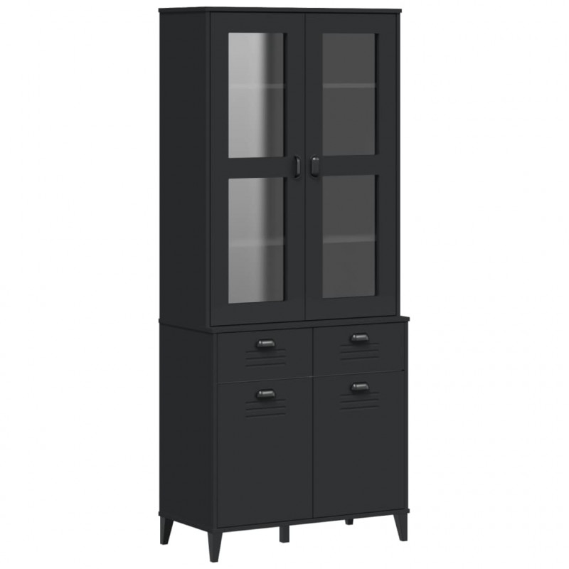 Kredens VIKEN, czarny, 80x40x190 cm, lite drewno sosnowe