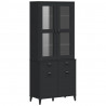 Kredens VIKEN, czarny, 80x40x190 cm, lite drewno sosnowe