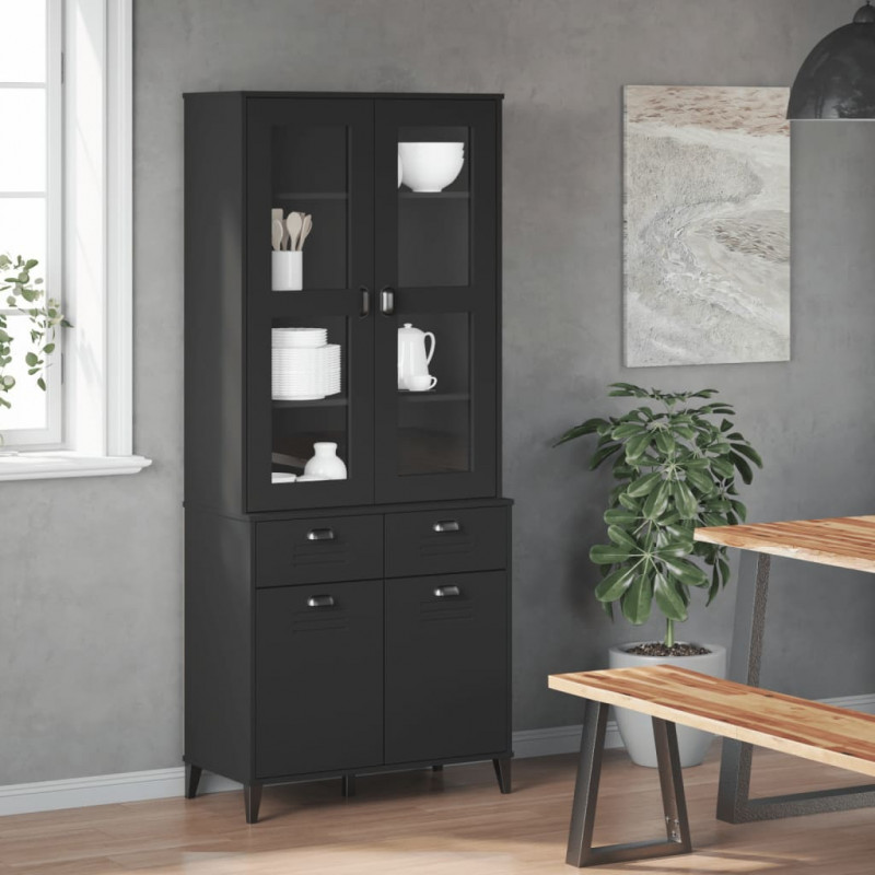 Kredens VIKEN, czarny, 80x40x190 cm, lite drewno sosnowe