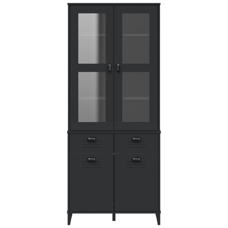 Kredens VIKEN, czarny, 80x40x190 cm, lite drewno sosnowe