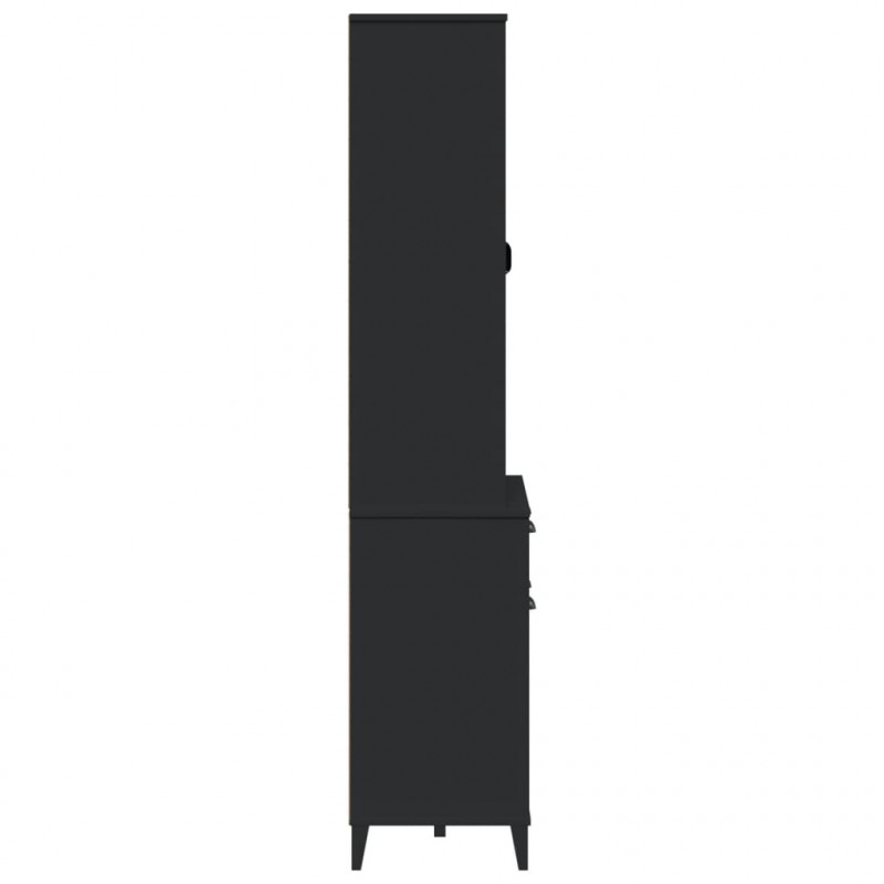 Kredens VIKEN, czarny, 80x40x190 cm, lite drewno sosnowe