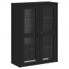 Kredens VIKEN, czarny, 80x40x190 cm, lite drewno sosnowe