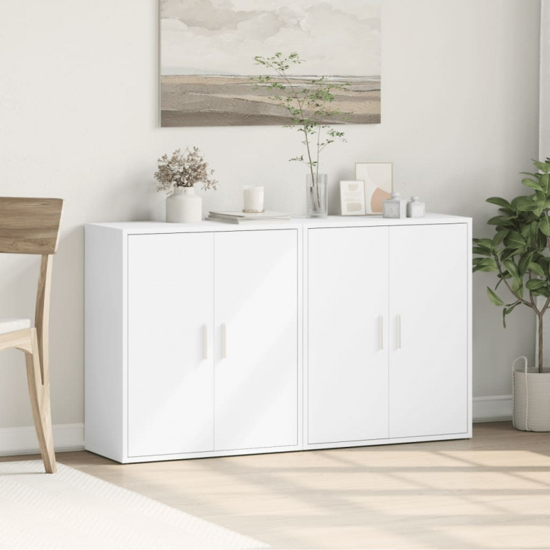 Szafki, 2 szt., białe, 60x31x70 cm, materiał drewnopochodny