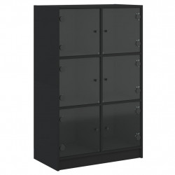 Szafka z drzwiczkami, czarna, 68x37x109 cm