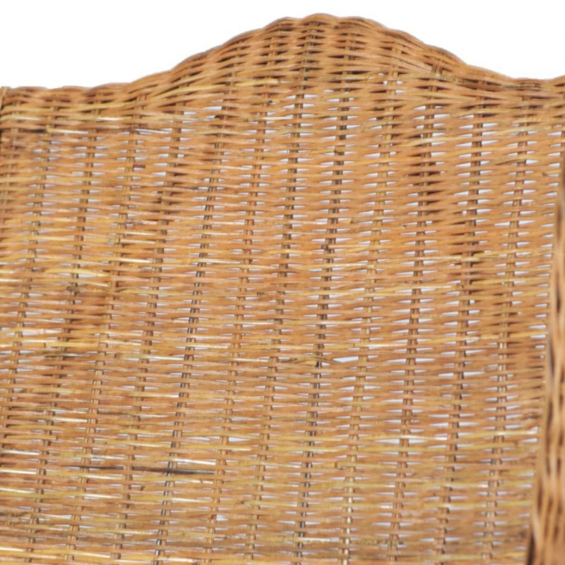 Fotel z poduszką, jasnobrązowy, naturalny rattan i len