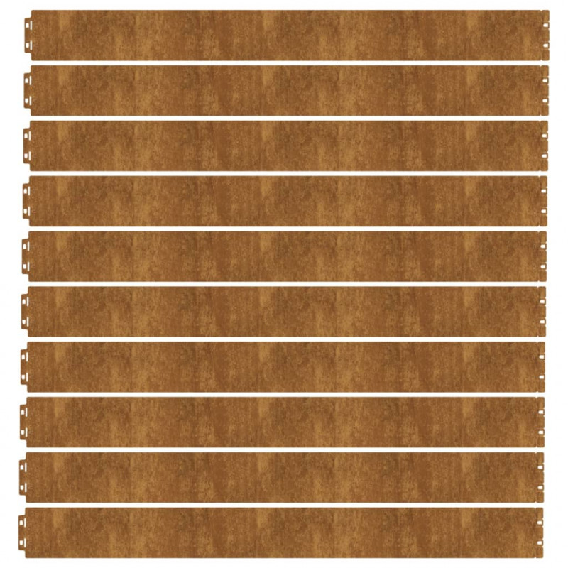 Obrzeża trawnikowe, 10 szt., 10x103 cm, giętkie, stal Corten